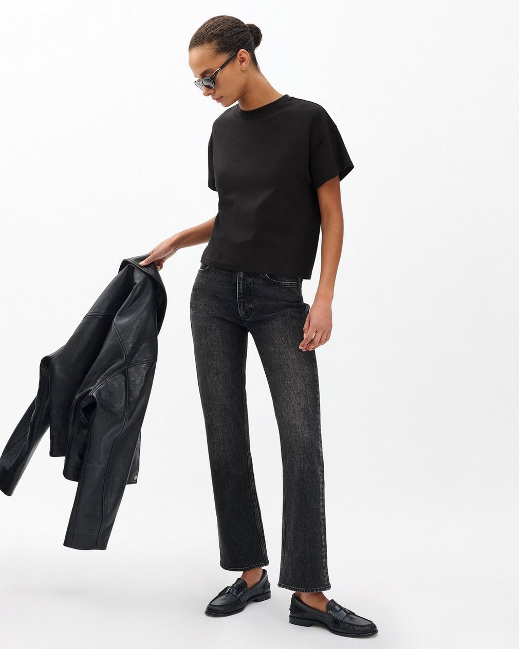 Kelly Boxy Cotton Tee - Black - Image 3