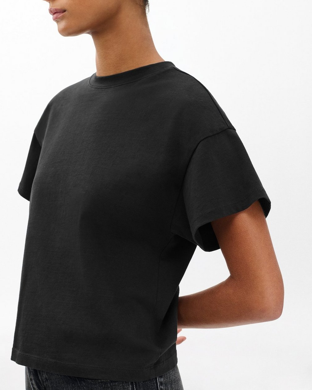 Kelly Boxy Cotton Tee - Black - Image 5
