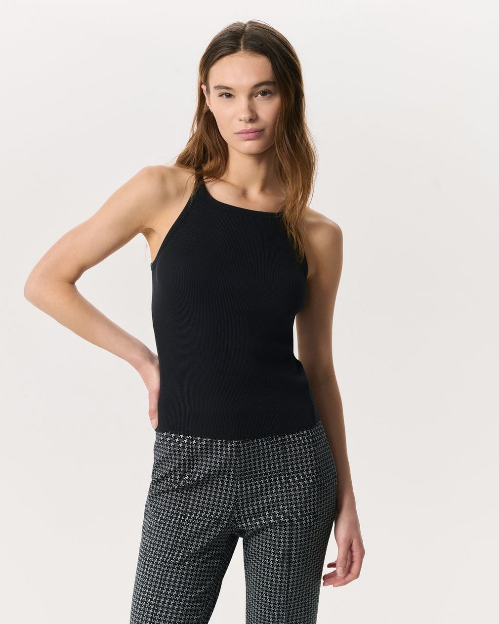 Essential Rib String Tank - Black