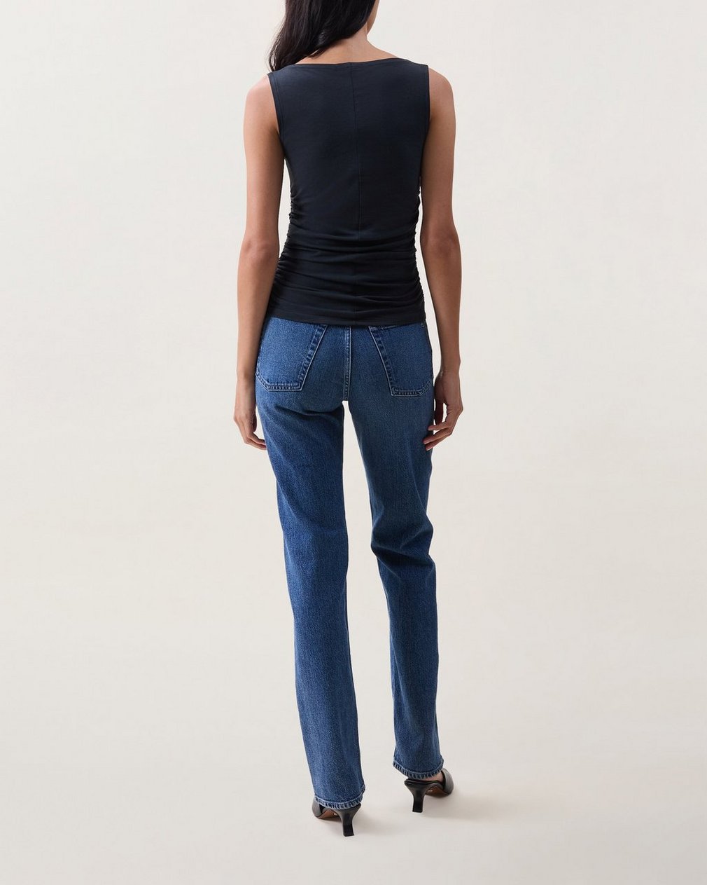 Lucy Ruched Tank Top - Black - Image 2