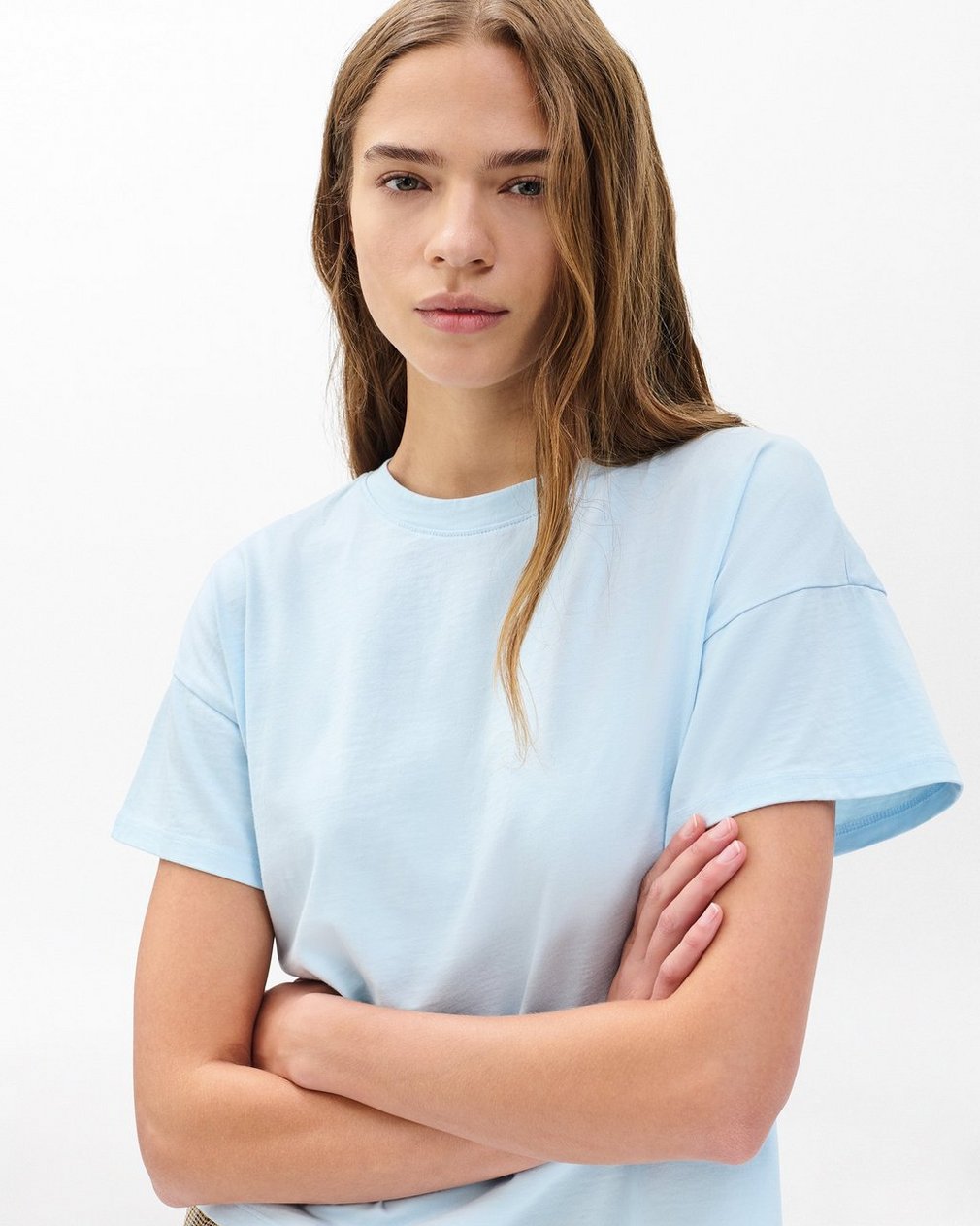 Kelly Boxy Cotton Tee - Sky Blue - Image 3