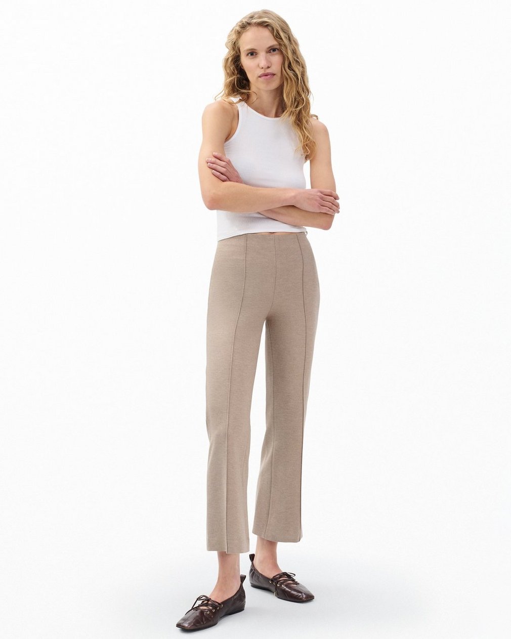 Irina Kick Flare Pants - Heather Oatmeal - Image 3