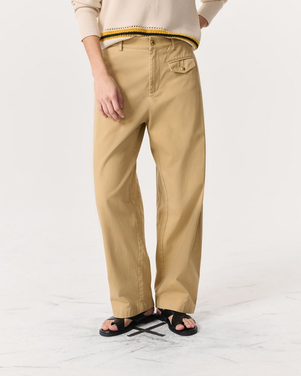 Renata Cotton Twill Utility Pants - Beige - Image 3