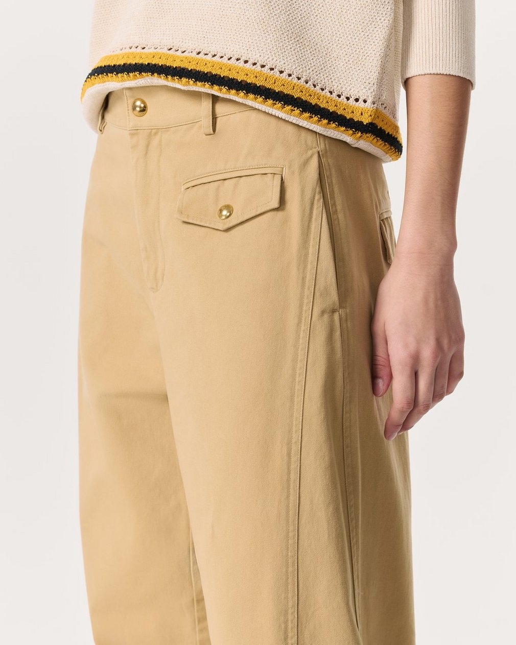 Renata Cotton Twill Utility Pants - Beige - Image 4