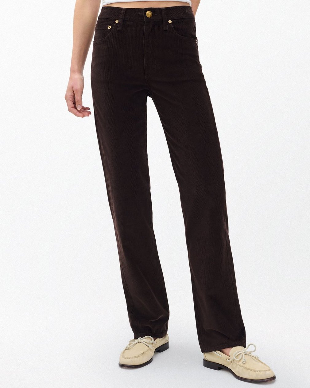 Hadley Wide-Leg Corduroy Pants - Dark Brown - Image 3