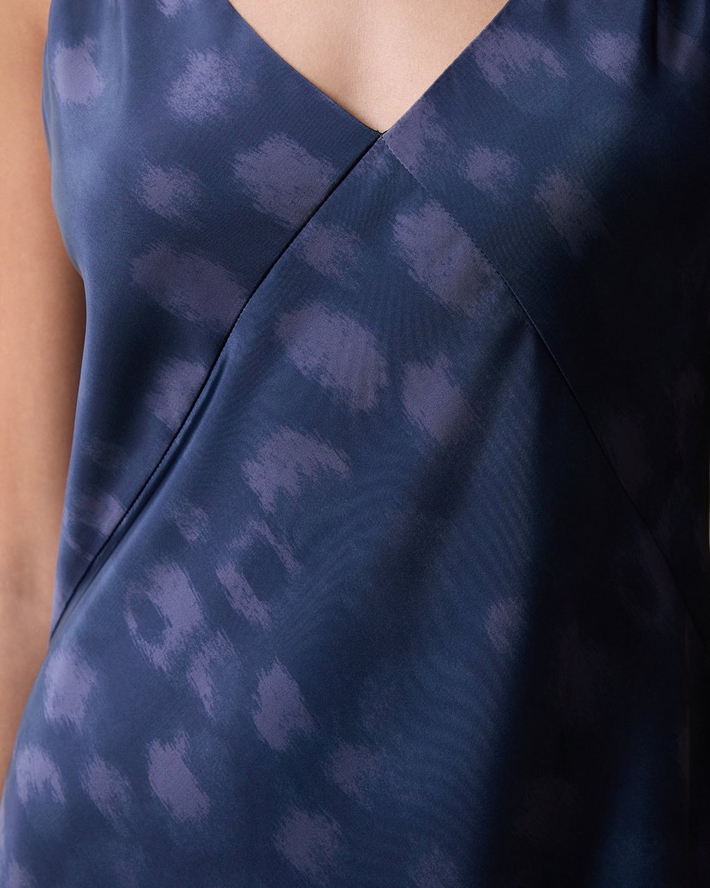 Rissa Satin Slip Dress - Navy Leopard - Image 3