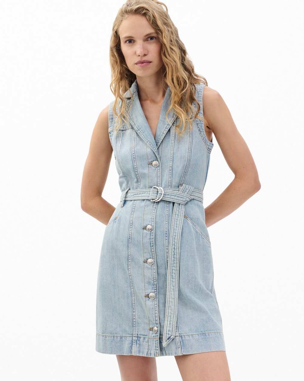 Renata Belted Denim Mini Dress - Mar - Image 3
