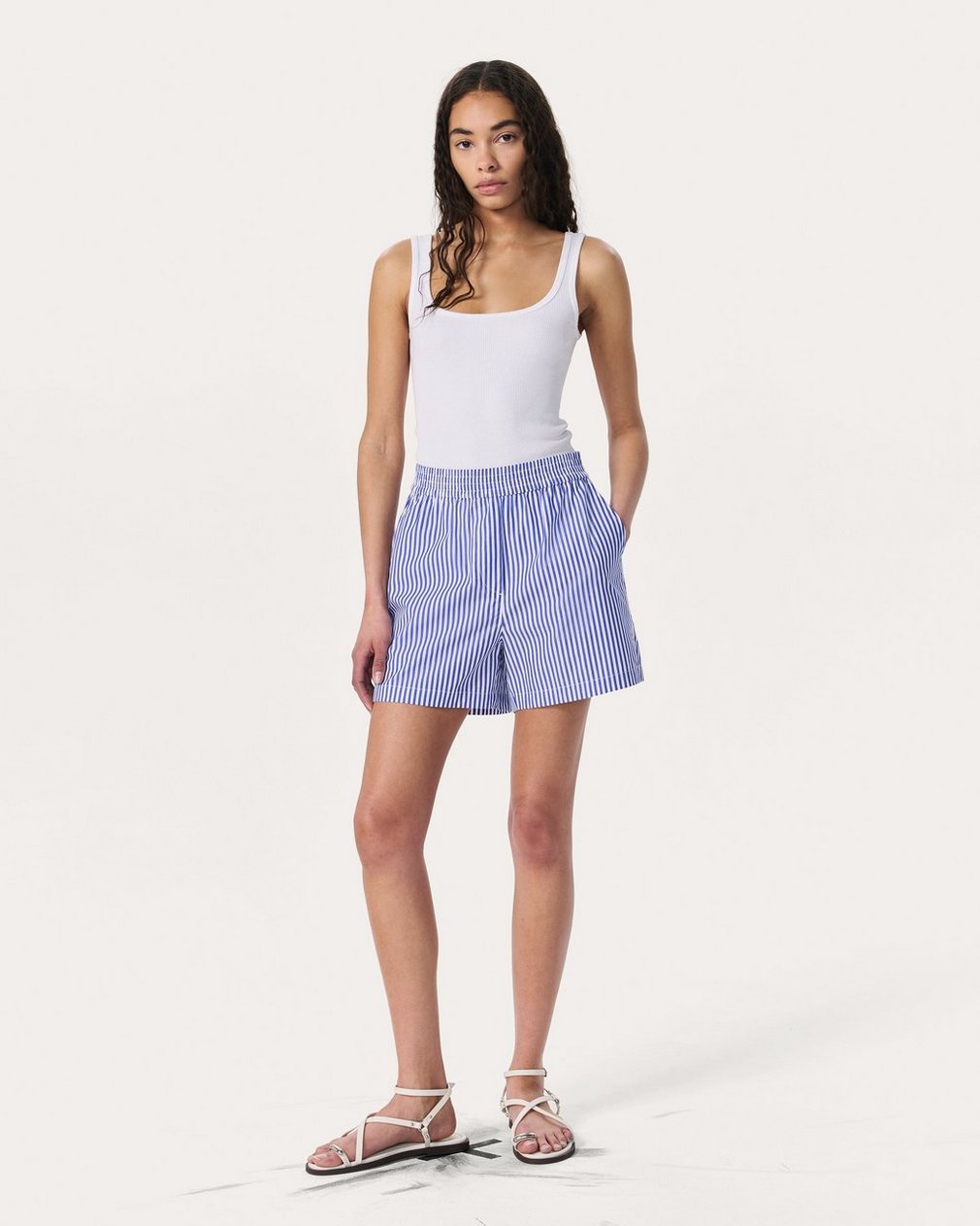 Emma Striped Shorts - Navy Stripe - Image 7