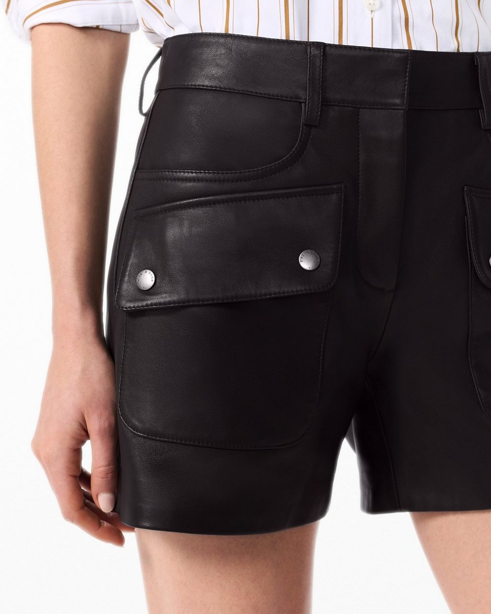 Aria Leather Shorts - Brown - Image 4