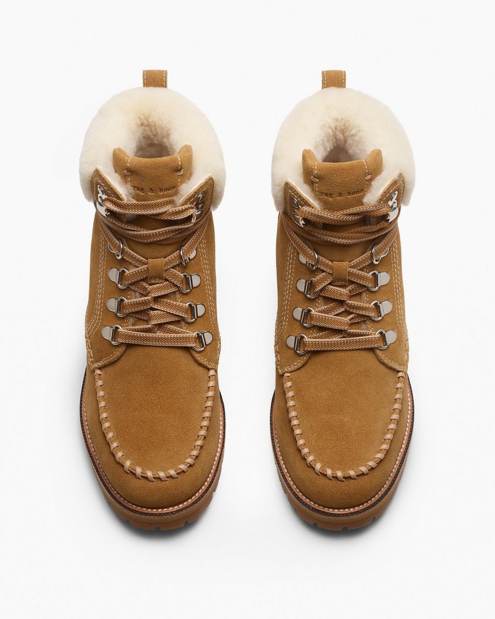 Cameron Suede Shearling Hiking Boots - Caramel Suede Shearling - Image 6