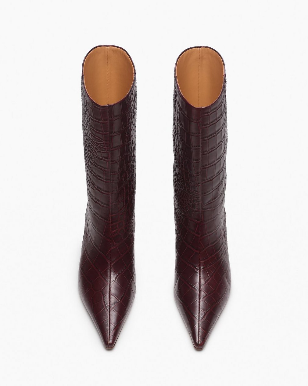 Mott Embossed Leather Boots - Bordeaux Croc - Image 5