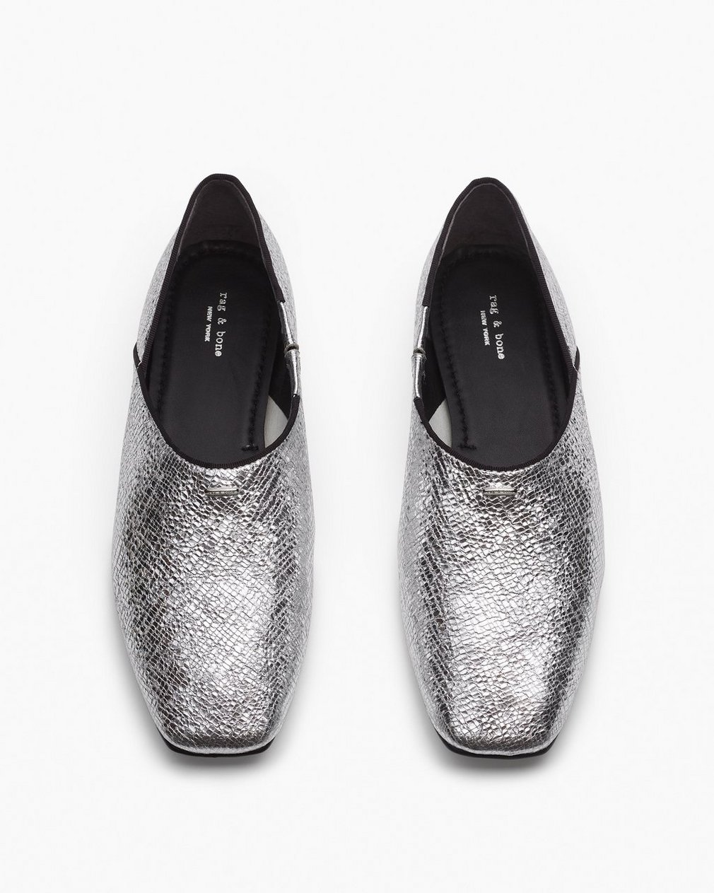 Sadie Leather Flats - Silver - Image 5