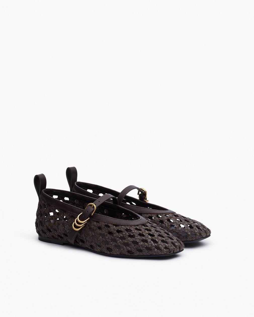 Spire Woven Faux Leather Mary Janes - Dark Epresso Woven - Image 3