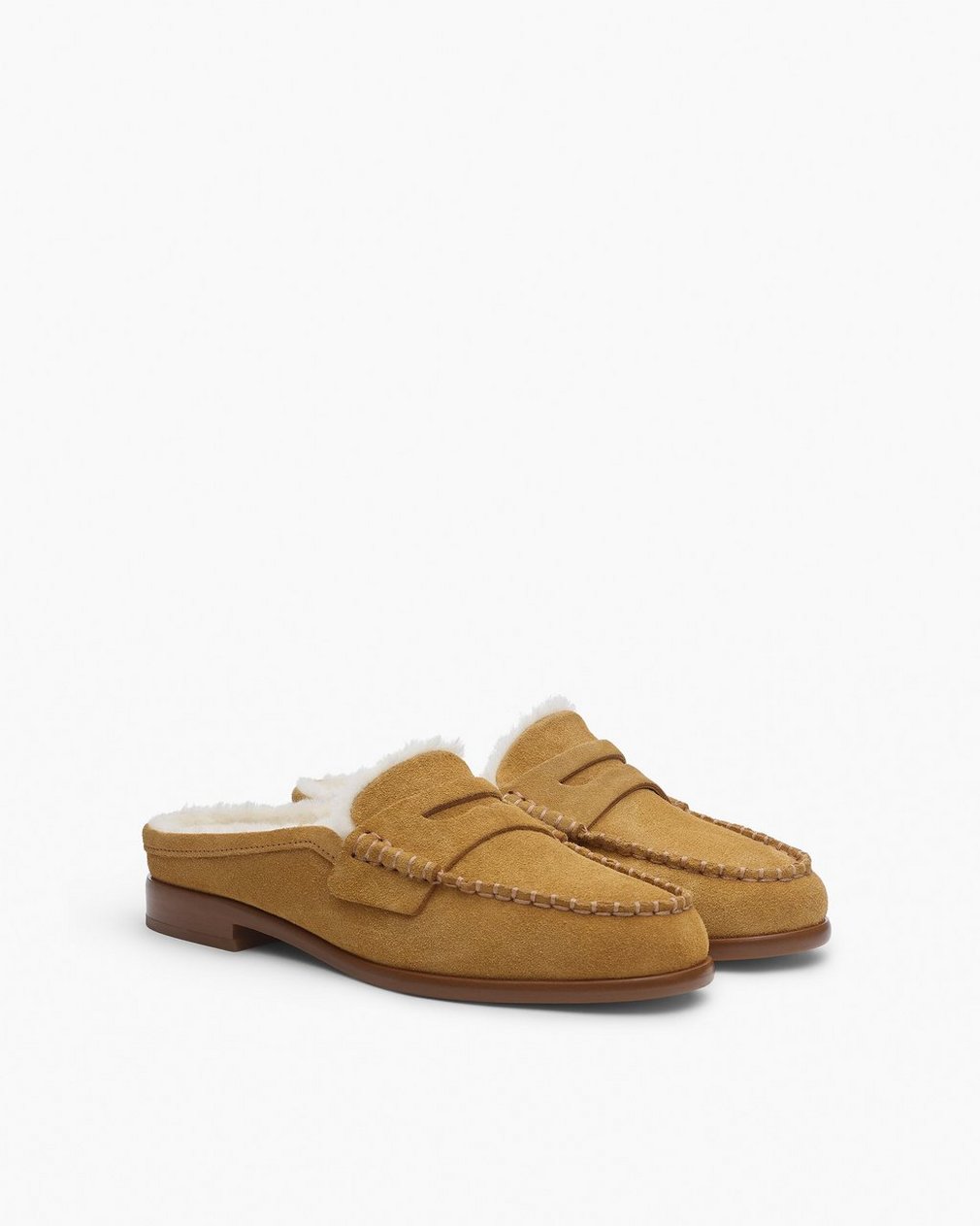 Carter Suede Shearling Mules - Caramel Suede Shearling - Image 3