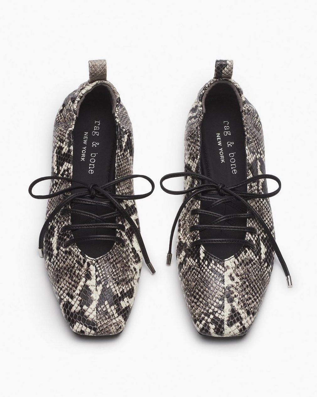 Sophia Embossed Leather Ballet Flats - White Snake - Image 5