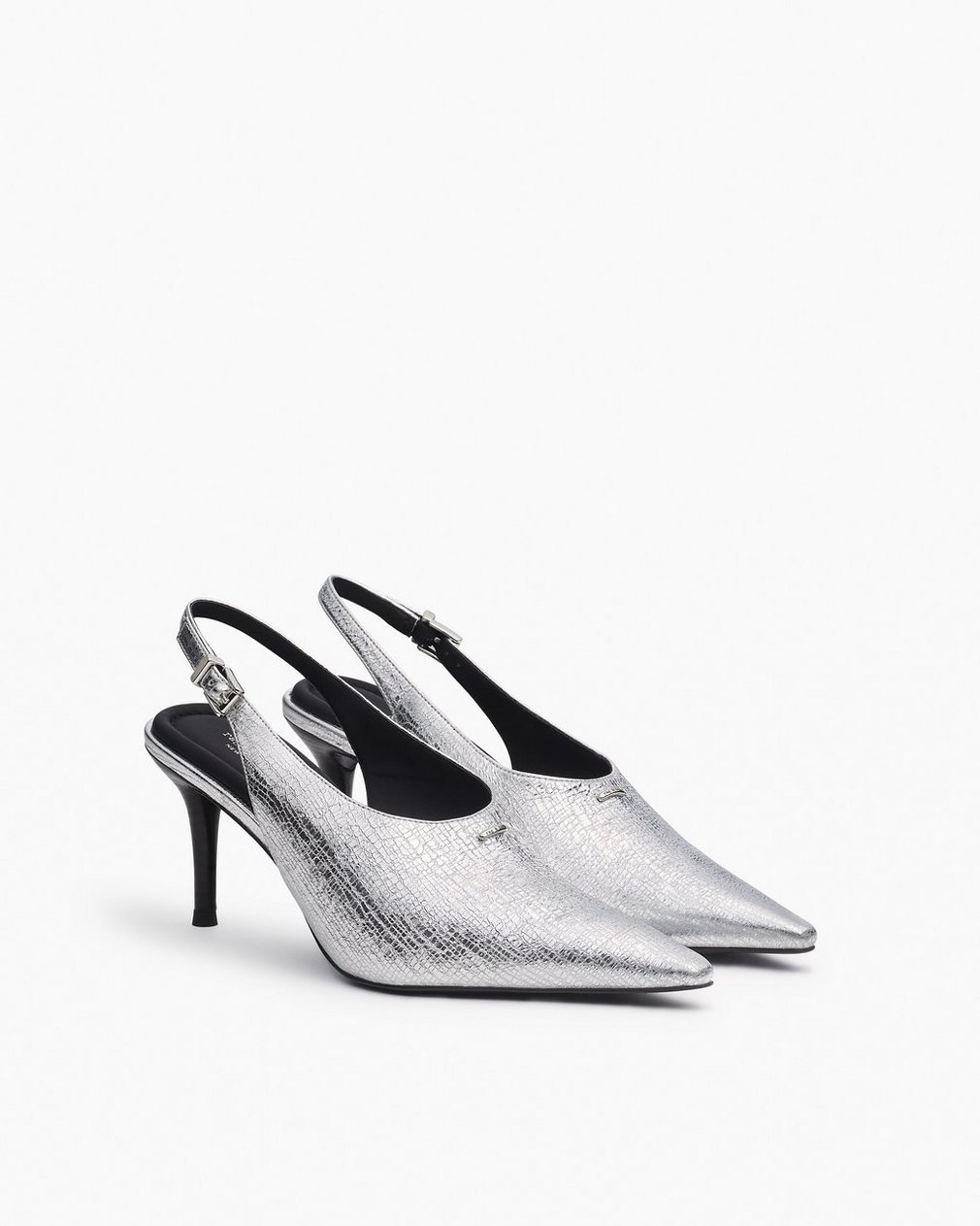 Mercer Leather Slingbacks - Silver - Image 3