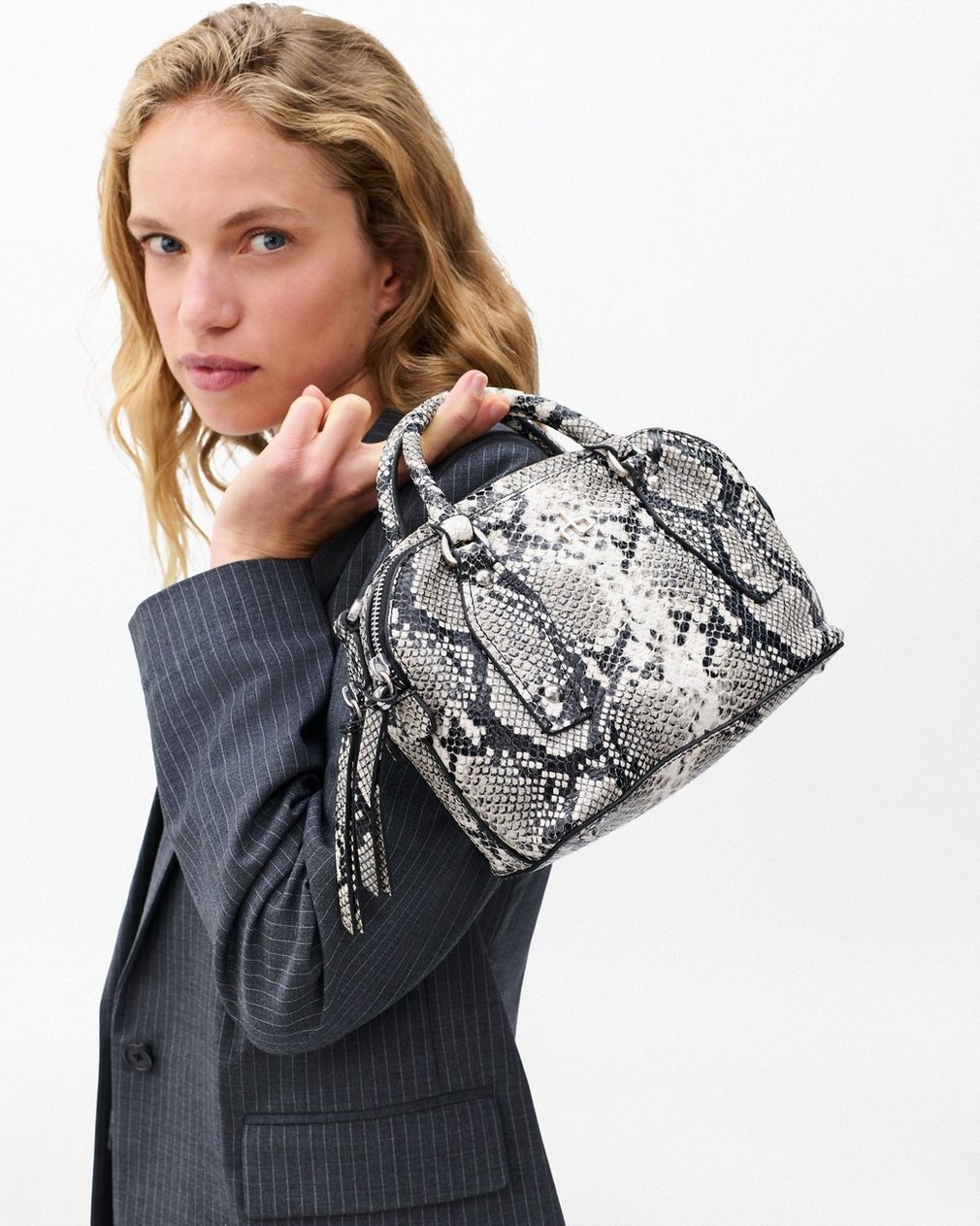 Gramercy Small Snakeskin Leather Satchel - Natural