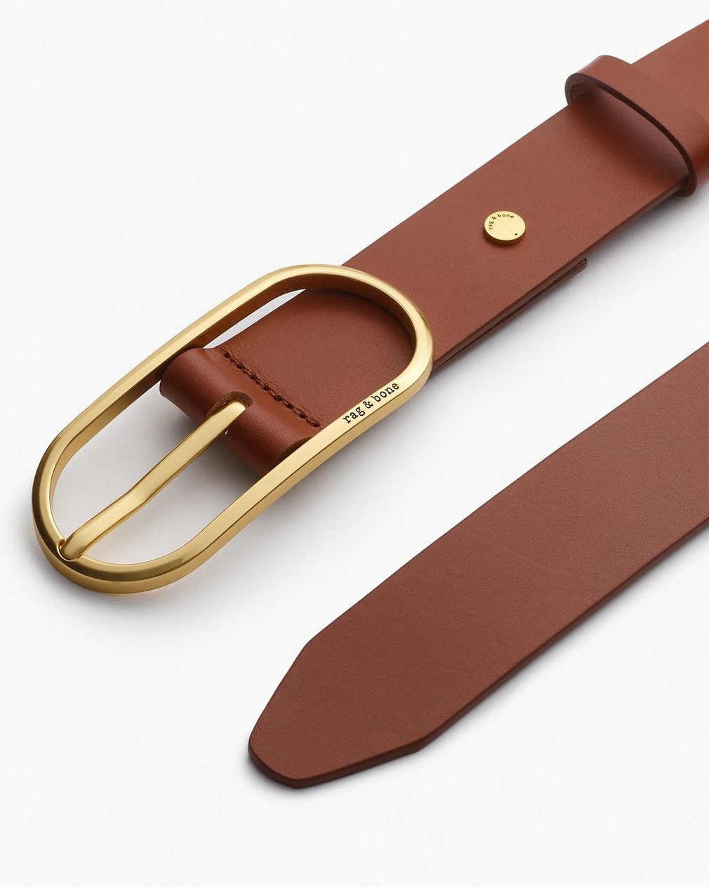 Rounded Rebound Leather Belt - Whiskey - Image 3