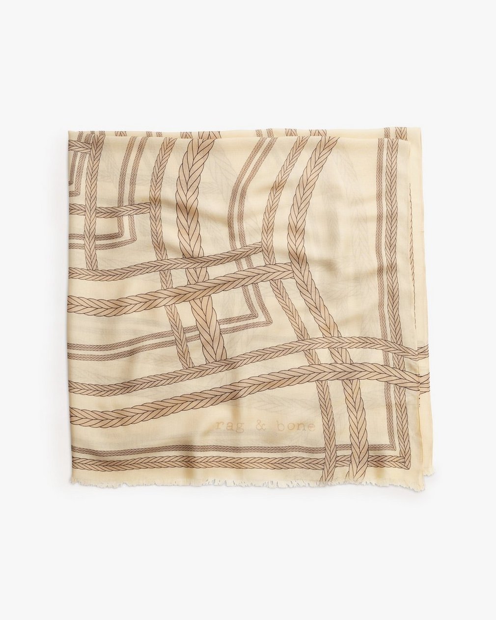 Braid-Print Modal-Cashmere Scarf - Greige