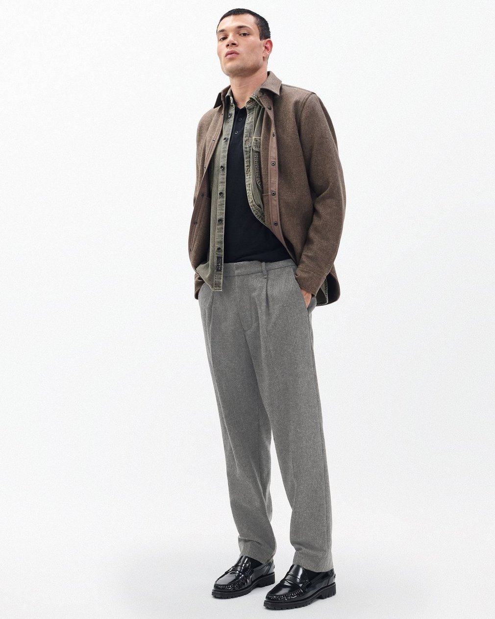 Evan British Plaid Wool Trousers - Brown Plaid - Image 3