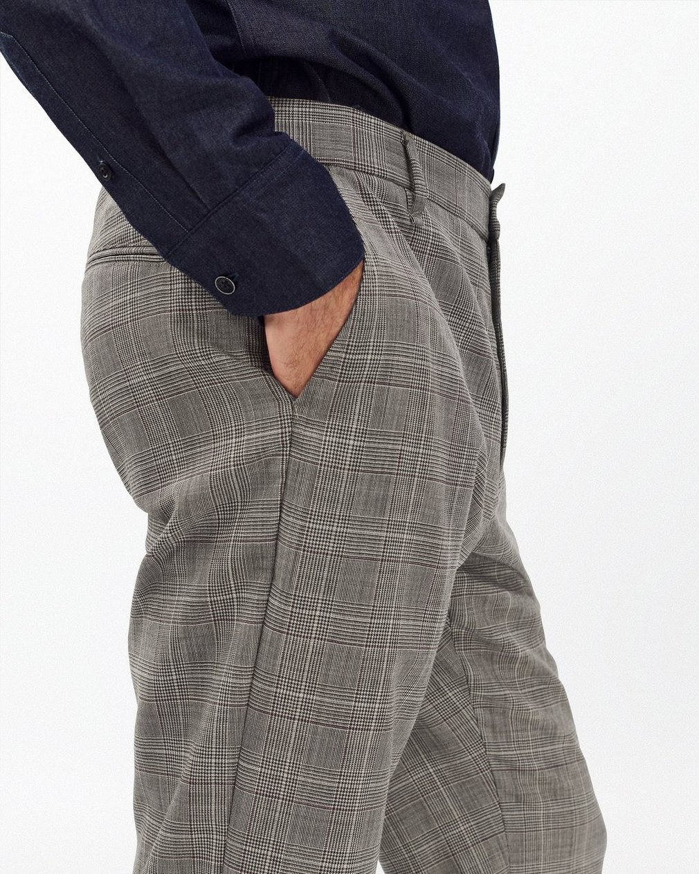 Evan Italian Plaid Wool Trousers - Grey Check - Image 5