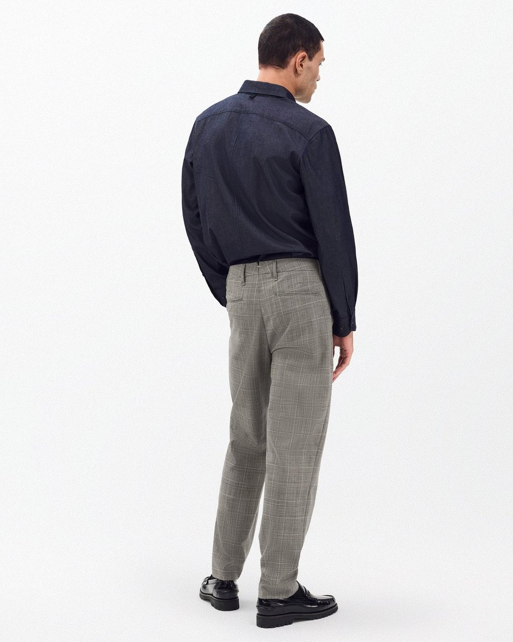 Evan Italian Plaid Wool Trousers - Grey Check - Image 6