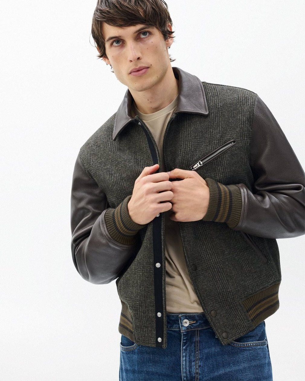 Jeremy British Wool Varsity Jacket - Brown - Image 4