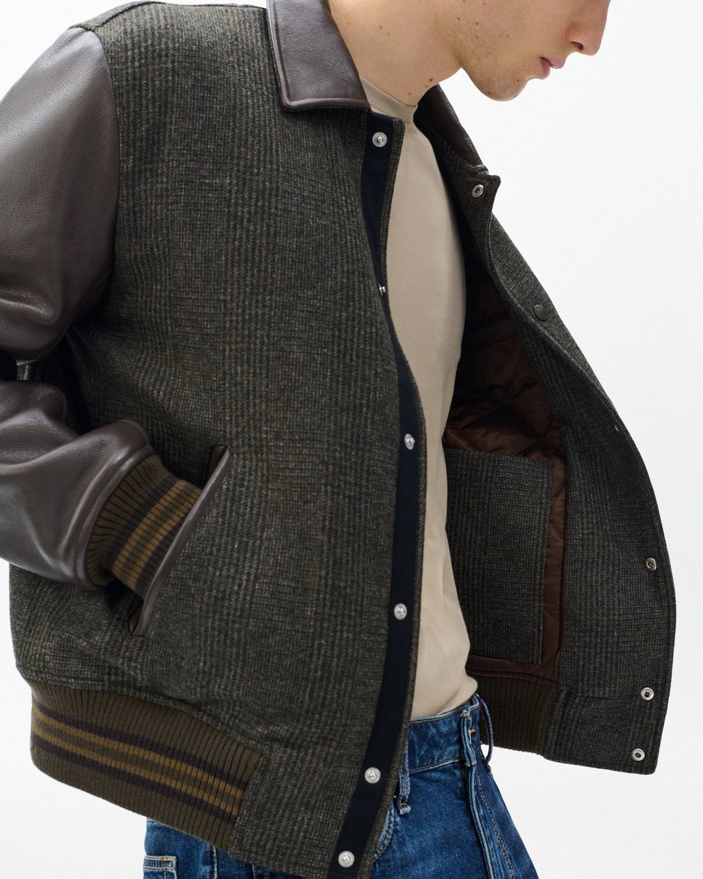 Jeremy British Wool Varsity Jacket - Brown - Image 5