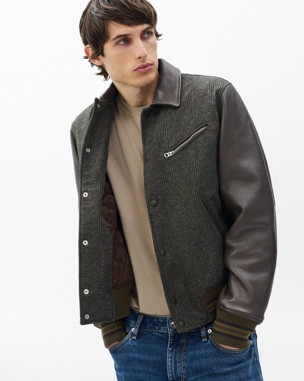 Jeremy British Wool Varsity Jacket - Brown - Image 6
