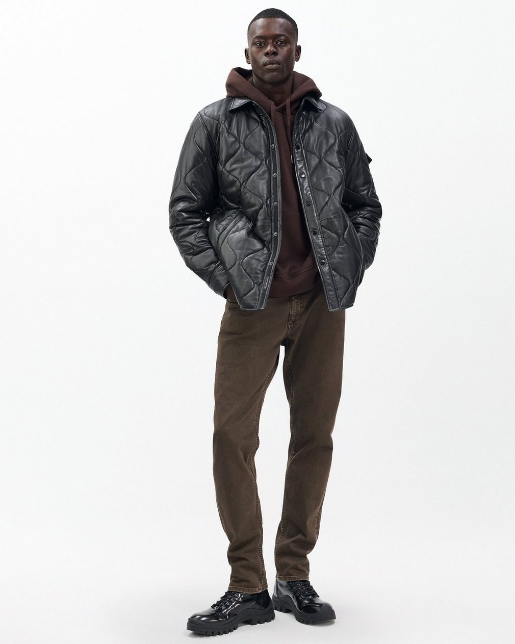 Dane Leather Quilted Shirt Jacket - Black - Image 8