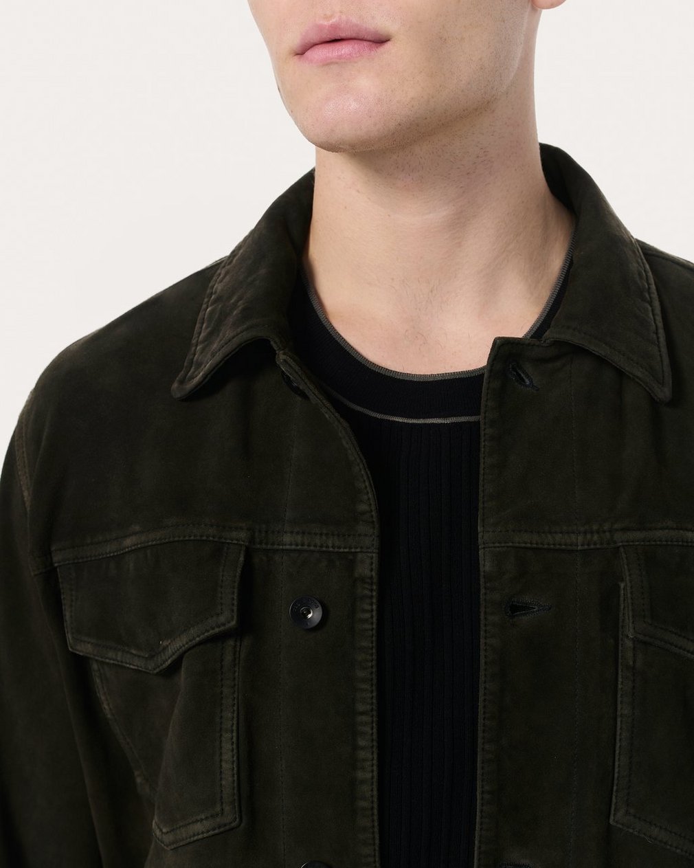 rb Suede Trucker Jacket - Black - Image 4