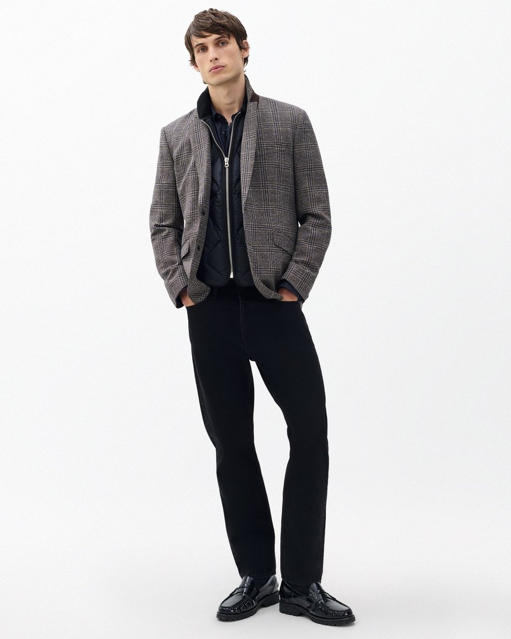 Butler Wool Plaid Blazer - Brown Plaid - Image 3