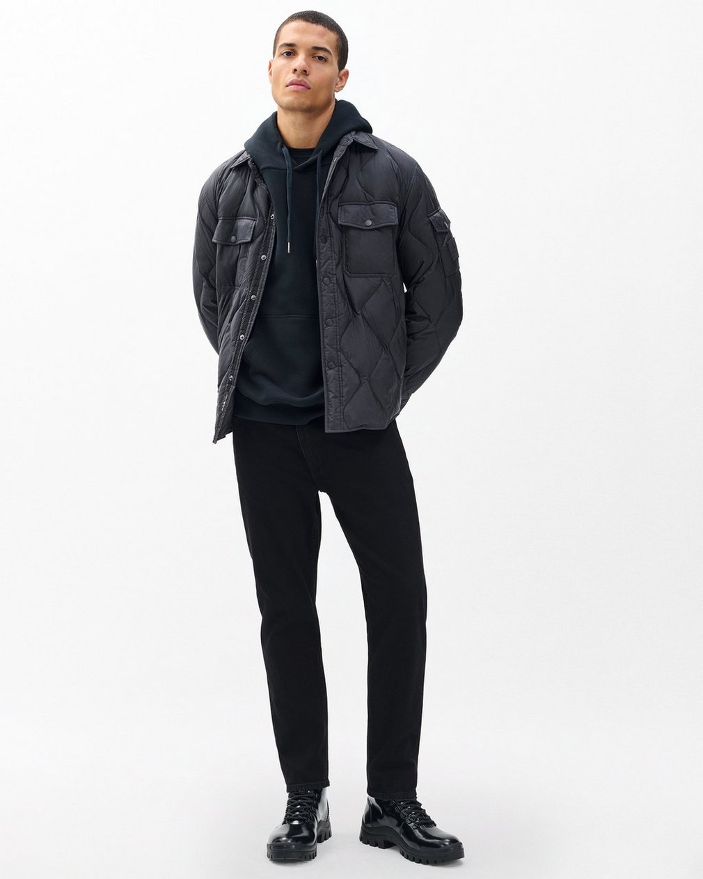 Dane Quilted Shirt Jacket - Black - Image 2