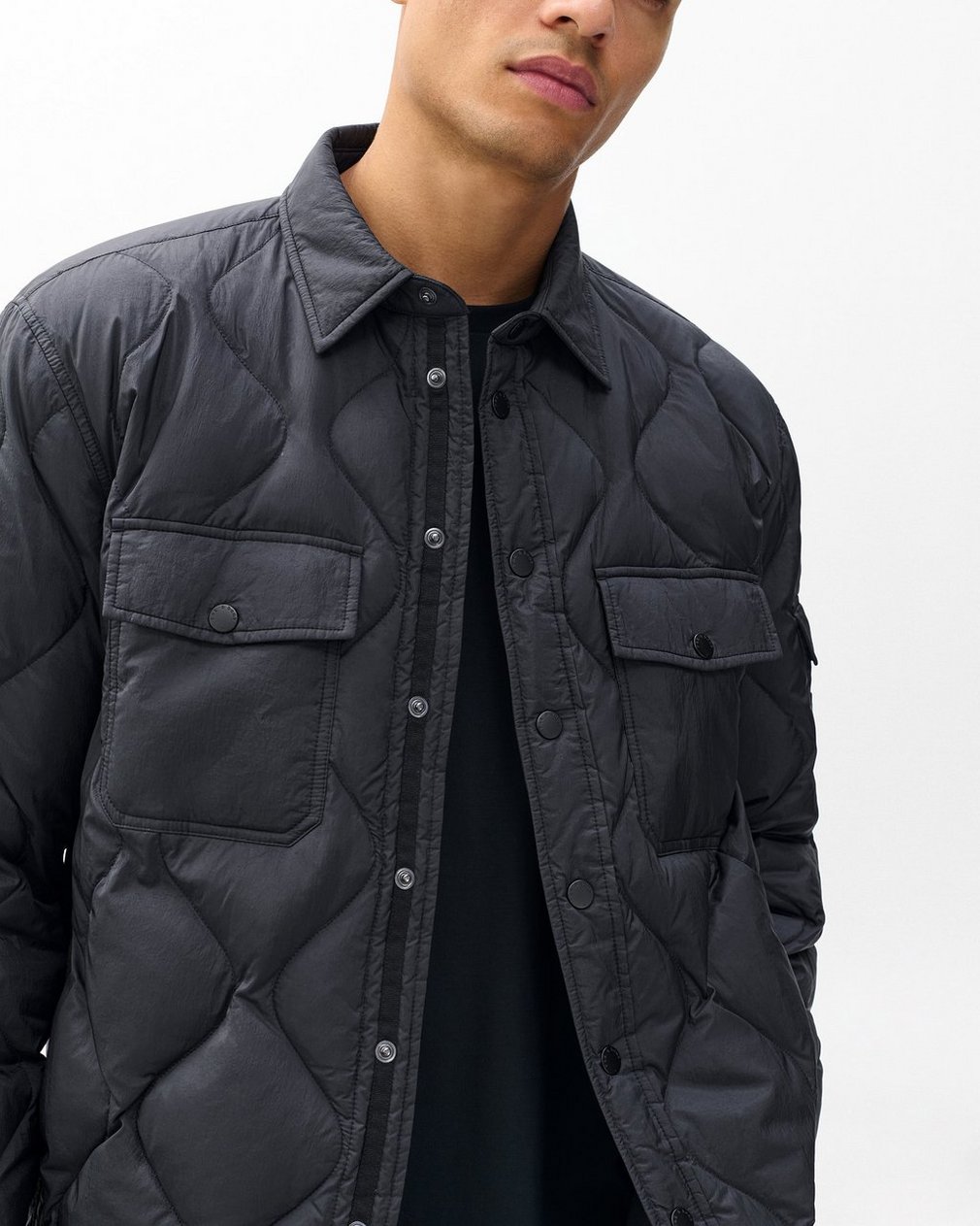 Dane Quilted Shirt Jacket - Black - Image 4