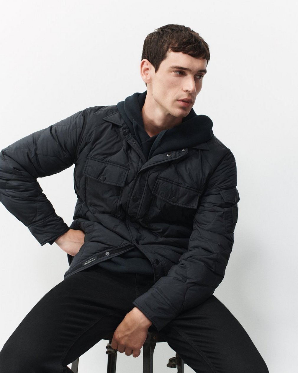 Dane Quilted Shirt Jacket - Black - Image 6