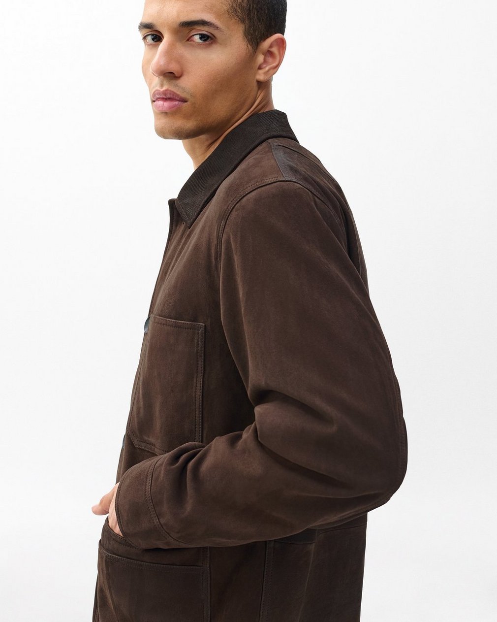 Graham Suede Chore Jacket - Brown - Image 5