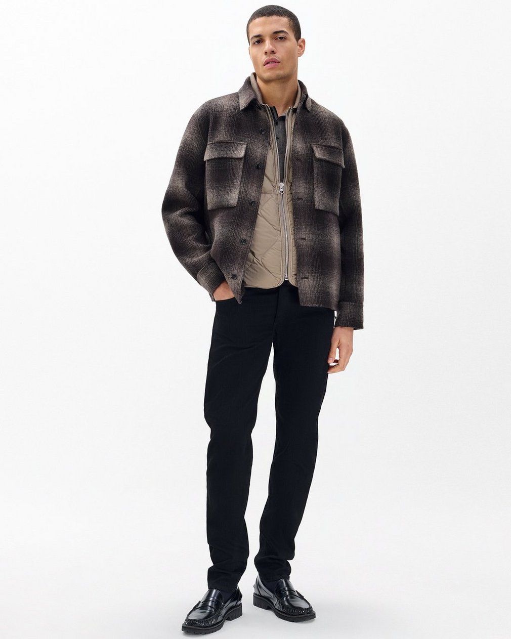 Austin Italian Double-Face Wool Jacket - Brown Plaid - Image 3