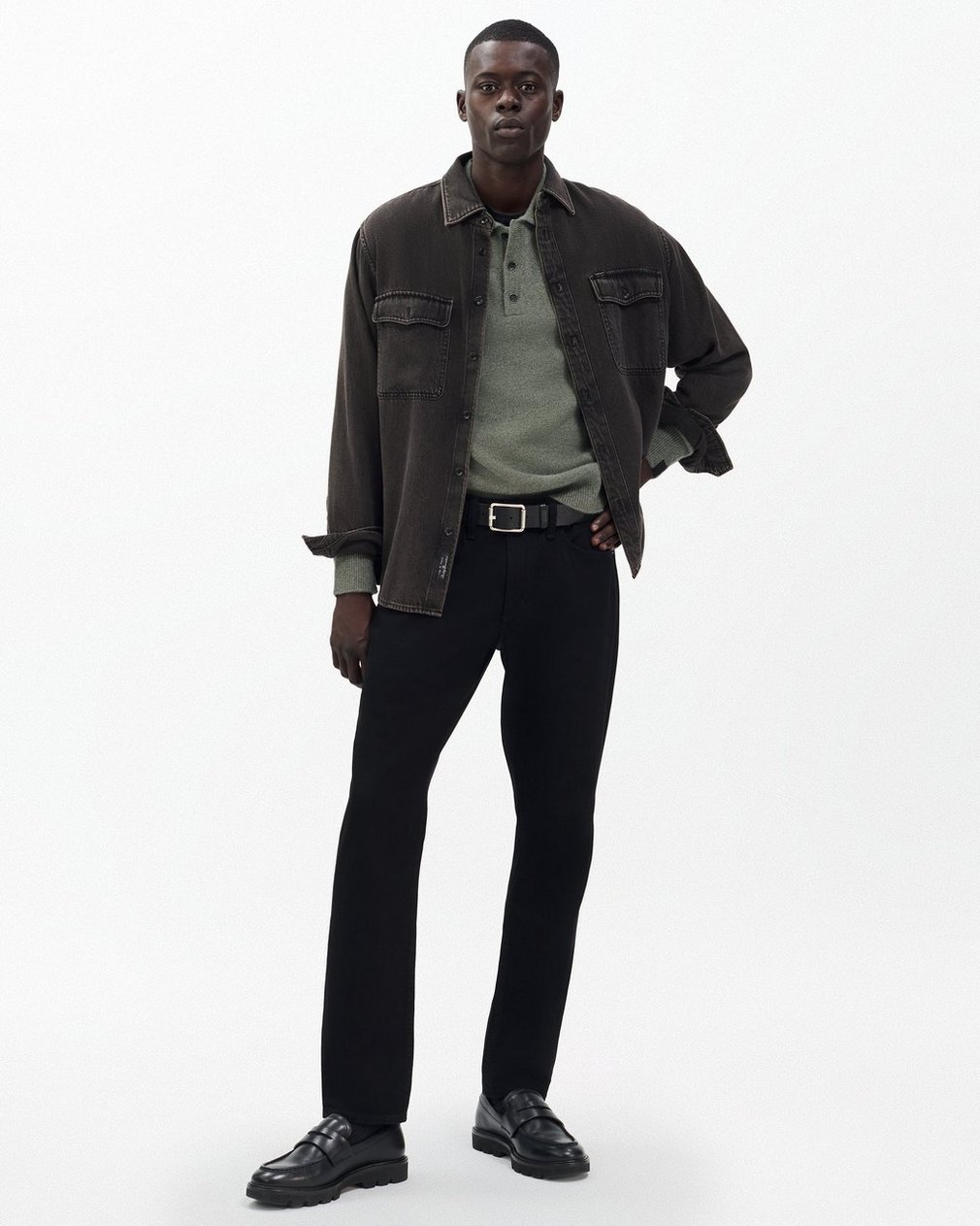 Declan Cashmere Polo Sweater - Army - Image 2