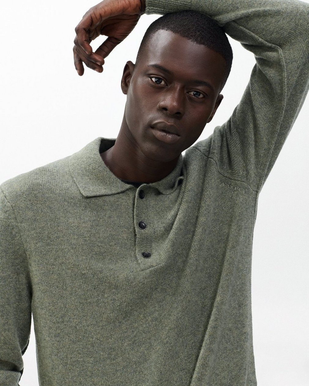 Declan Cashmere Polo Sweater - Army - Image 5