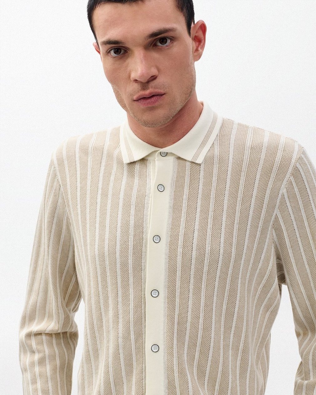 Harvey Ribbed Knit Shirt - Ivory - Image 4