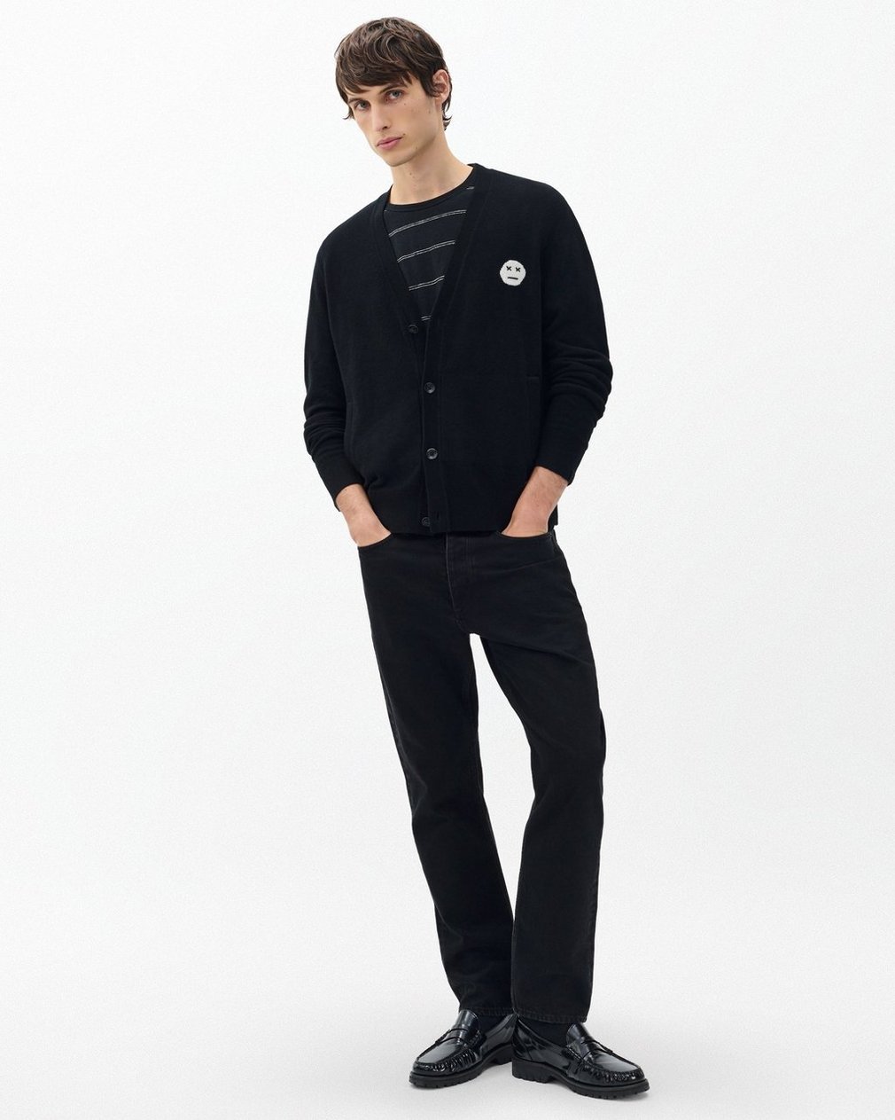 Sour Face Wool Cardigan - Black - Image 3
