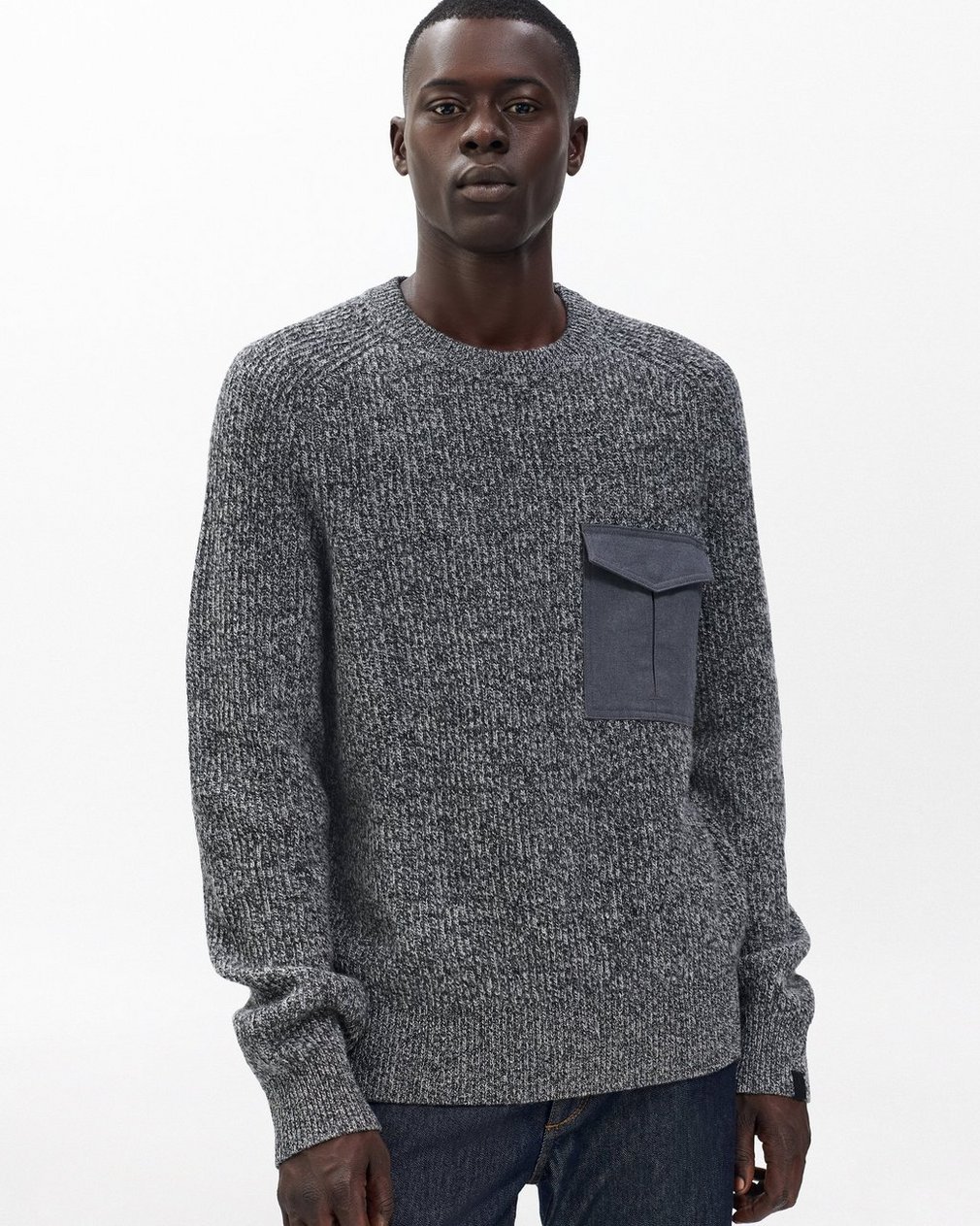 Walker Marled Mixed-Media Sweater - Grey Multi - Image 5