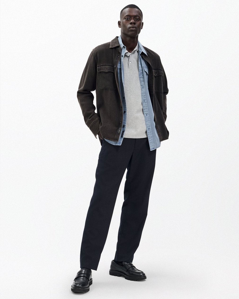 Harvey Tipped Knit Polo - Heather Grey - Image 3