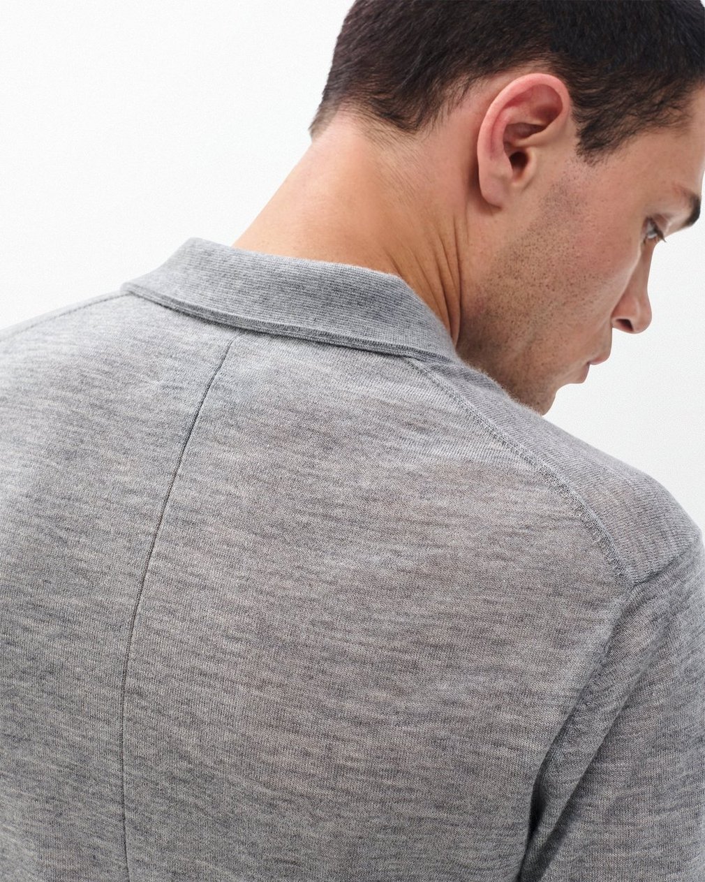 Downing Lightweight Cashmere Polo - Heather Grey - Image 5