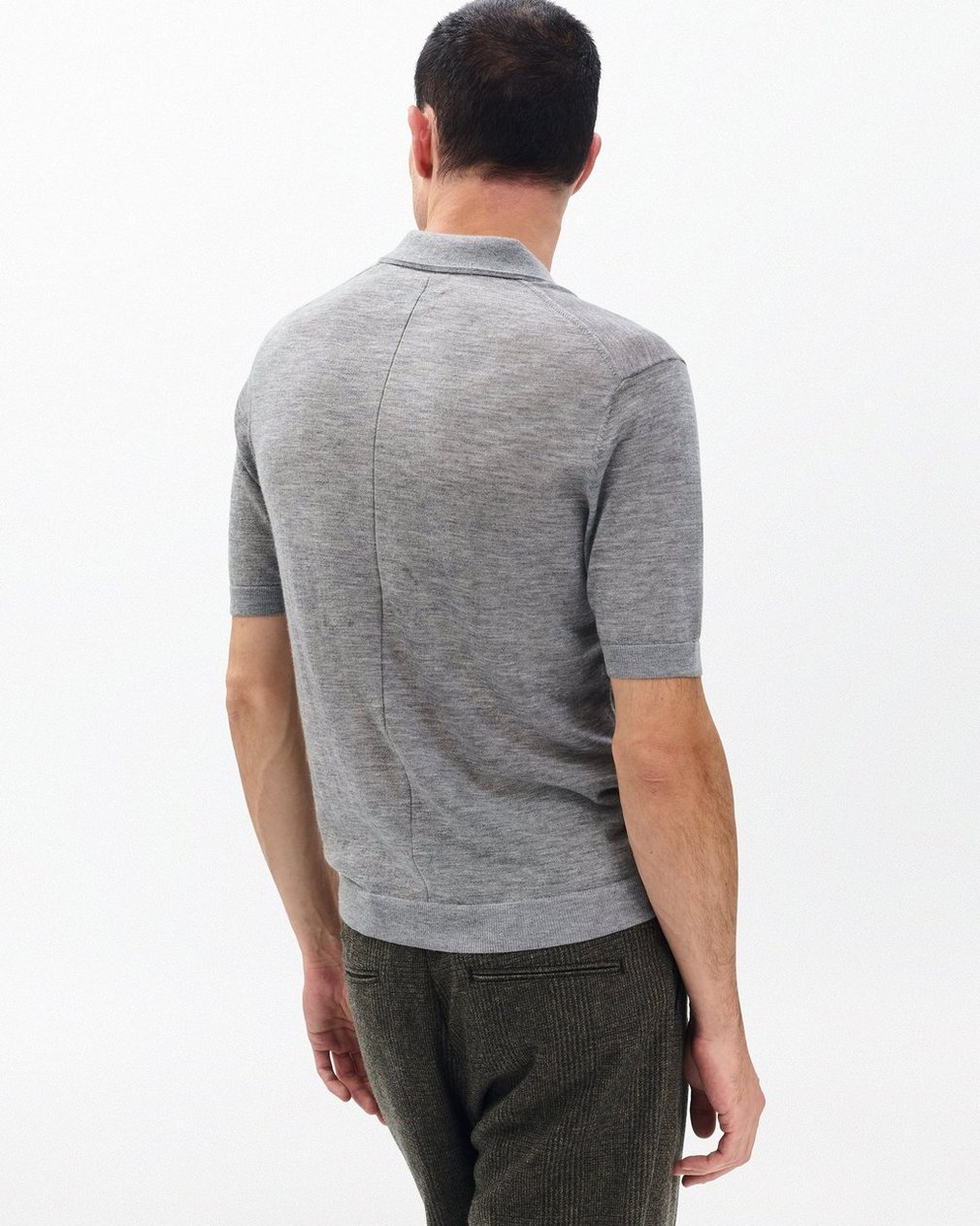 Downing Lightweight Cashmere Polo - Heather Grey - Image 6