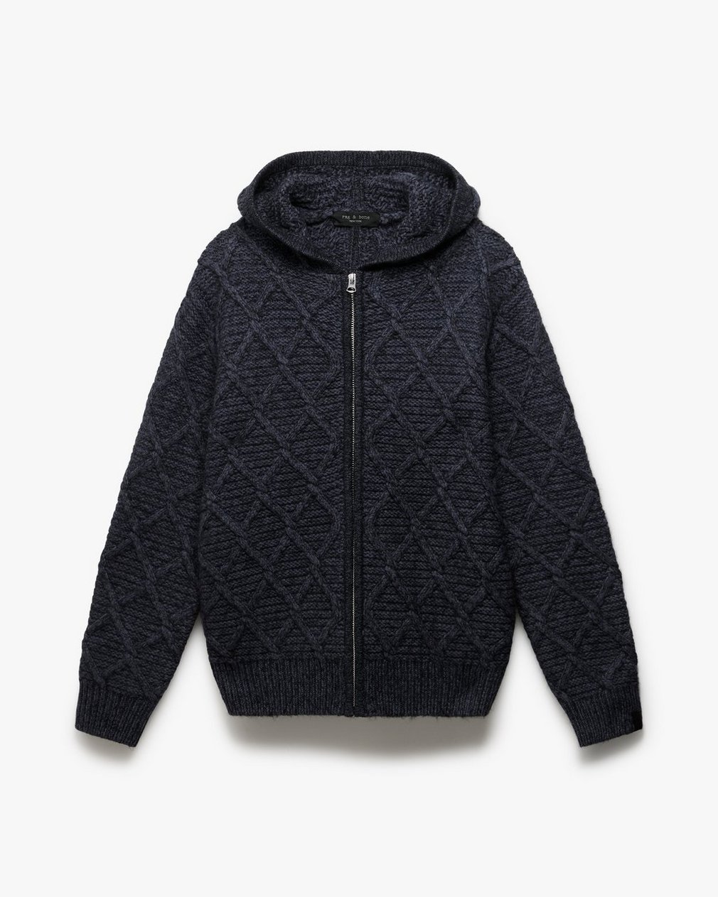 Cable-Knit Full-Zip Hoodie - Navy Multi - Image 2