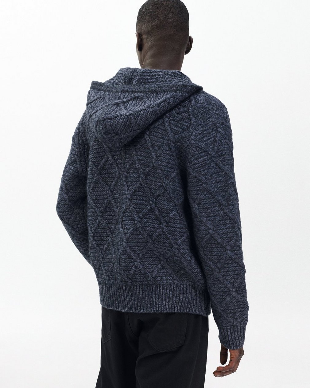 Cable-Knit Full-Zip Hoodie - Navy Multi - Image 6