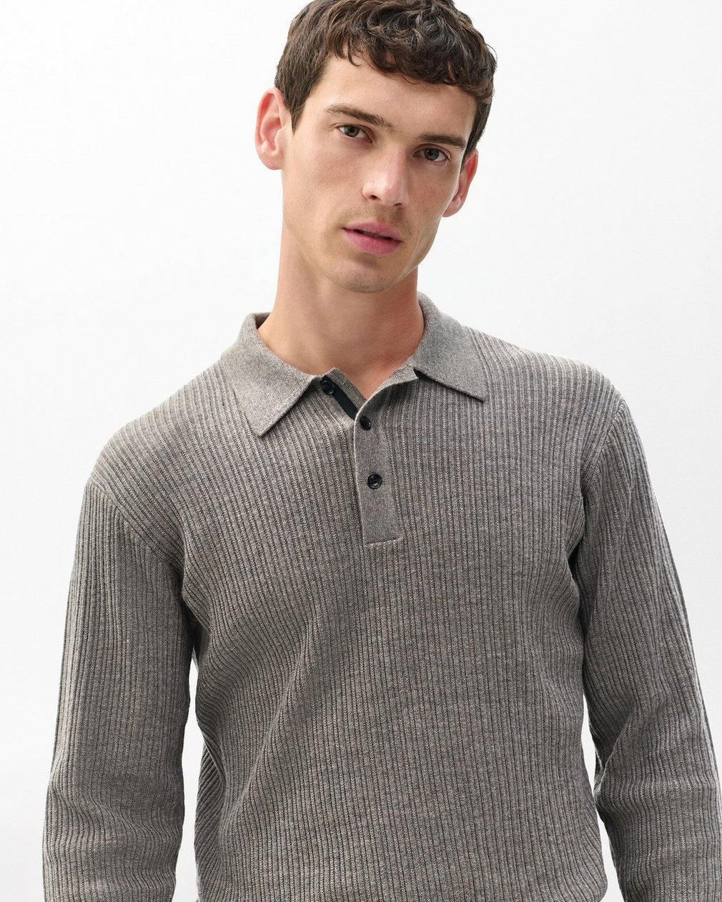 Crawford Wool-Cashmere Polo Sweater - Brown - Image 5