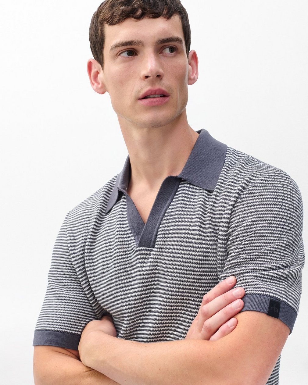 Harvey Knit Johnny Collar Polo - Wet Iron - Image 3