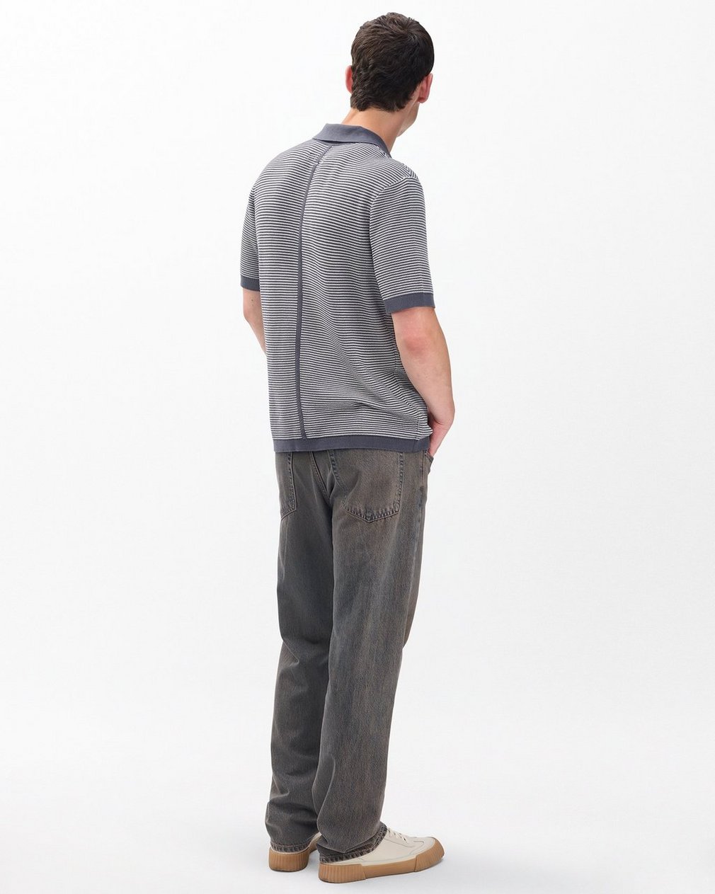 Harvey Knit Johnny Collar Polo - Wet Iron - Image 5